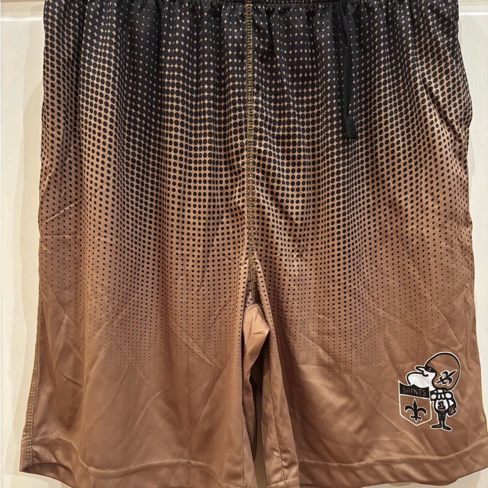 New Orleans Saints NFL Black and Brownish Gold Gradient Men's Athletic Shorts